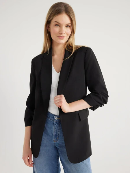 Scoop Women's Scrunch Sleeve Crepe Blazer with Buttons, Sizes XS-XXL - SCOOP