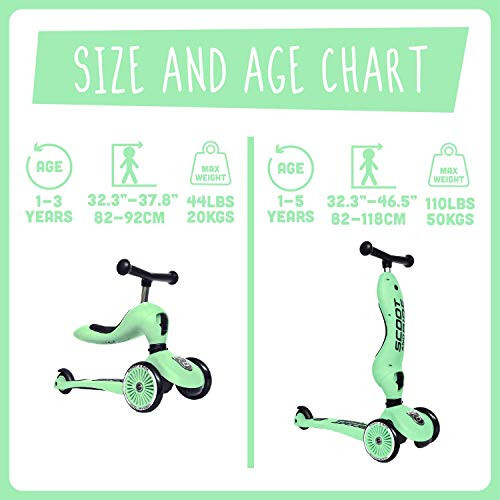 Scoot and Ride Unisex - Baby's Highway Kick 1-Scoot & Ride 2-in-1 Kickboard with Seat (Kiwi) 1, 57.5 x 17.5 x 26.5 cm 3531, Green - 5