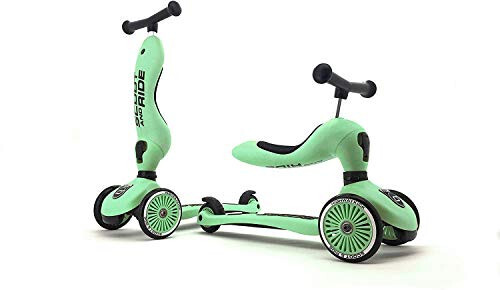 Scoot and Ride Unisex - Bebeklerin Karayolu Kick 1-Scoot & Ride 2'si 1 Arada Tekerlekli Kaykay Koltuklu (Kıvırcık) 1, 57.5 x 17.5 x 26.5 cm 3531, Yeşil - 3