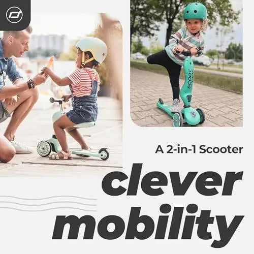 Scoot and Ride Unisex - Chaqaloqlar uchun Highway Kick 1-Scoot & Ride 2 ta 1 da Oyoq Tekerlekli Scooter o'rindiq bilan (Kiwi) 1, 57.5 x 17.5 x 26.5 sm 3531, Yashil - 2