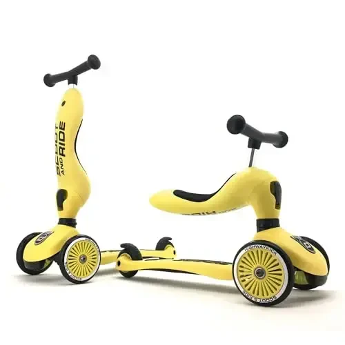 Scoot & Ride 2-in-1 Ride-On & Stand Kids Scooter, Ages 1 to 5, Highwaykick 1, Lemon 