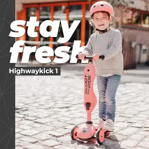 Scoot & Ride 2-in-1 Ride-On & Stand Kids Scooter, Ages 1 to 5, Highwaykick 1, Peach - 3