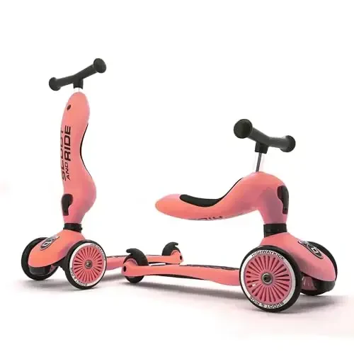 Scoot & Ride 2-in-1 Ride-On & Stand Kids Scooter, Ages 1 to 5, Highwaykick 1, Peach 