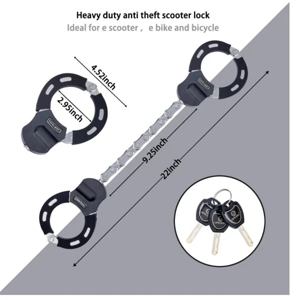 Scooter Lock,Bike Chain Lock,Electric Scooter Locks Anti Theft for Electric Scooter Segway,Ninebot,Xiaomi, Razor and Bicycle Lock Cable Accessories - 4