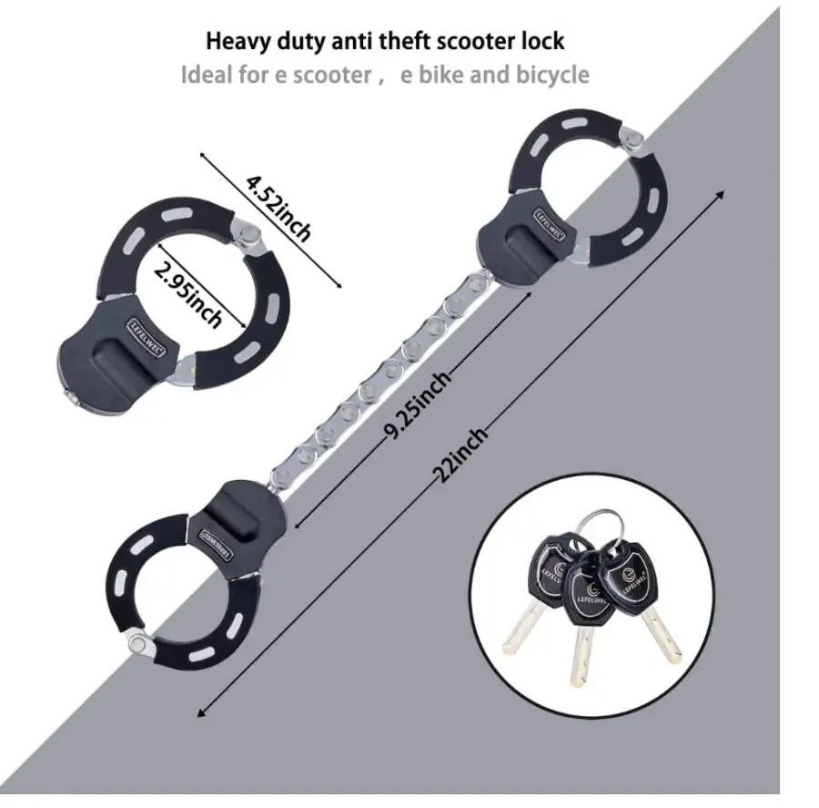 Scooter Lock,Bike Chain Lock,Electric Scooter Locks Anti Theft for Electric Scooter Segway,Ninebot,Xiaomi, Razor and Bicycle Lock Cable Accessories - 4