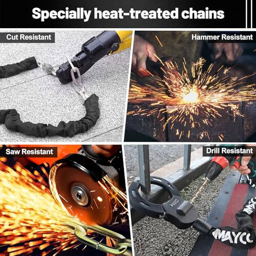 Scooter Locks Anti Theft, Bike Chain Lock with Key, Electric Scooter Lock Anti Theft for Segway, Ninebot and Bicycle Lock Cable Accessories - 4