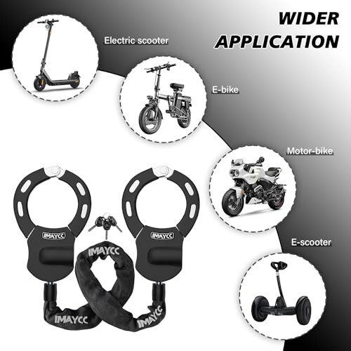 Scooter Locks Anti Theft, Bike Chain Lock with Key, Electric Scooter Lock Anti Theft for Segway, Ninebot and Bicycle Lock Cable Accessories - 11