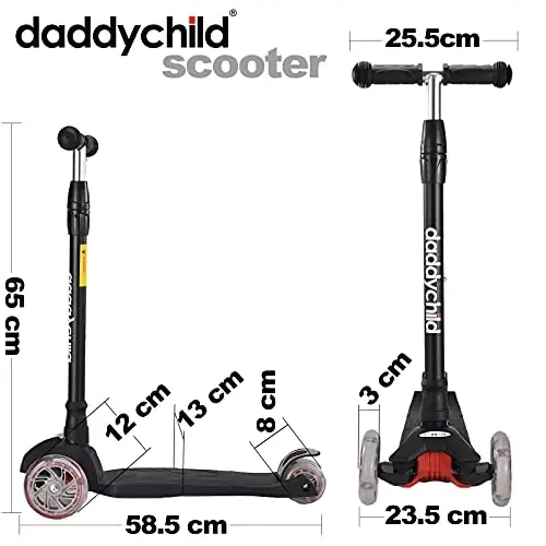 Scooters for Kids 3 Wheel Kick Scooter for Toddlers Girls & Boys, 4 Adjustable Height, Lean to Steer, Extra-Wide Deck, Light Up Wheels for Children from 3 to 14 Years Old - 5