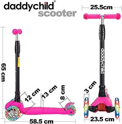 Scooters for Kids 3 Wheel Kick Scooter for Toddlers Girls & Boys, 4 Adjustable Height, Lean to Steer, Extra-Wide Deck, Light Up Wheels for Children from 3 to 14 Years Old - 5