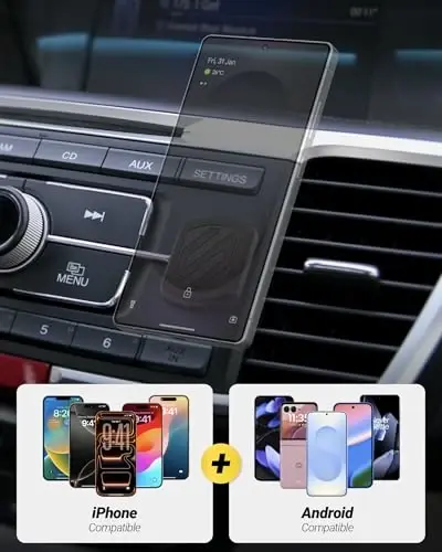 Scosche Extra Strength Magnetic 3M Flush Mount Phone Holders for Your Car Dashboard and Flat Surfaces, Low Profile Cell Phone Holder with Thick Metal Plate for iPhone and Android, Not MagSafe, 2-Pack - 3
