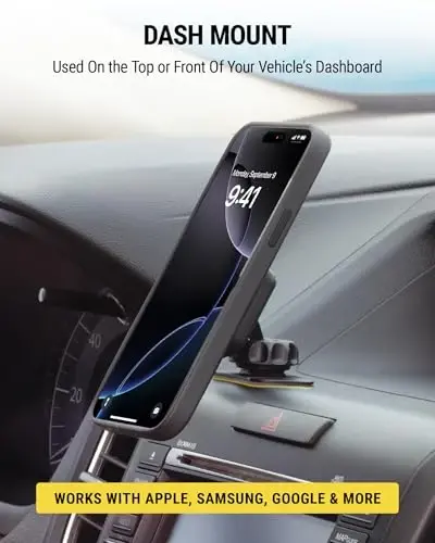 Scosche MAGDMB MagicMount Magnetic Car Phone Mount - Secure and Convenient Dashboard Phone Holder with 360° Adjustable Magnet Head - Universal and Compatible with iPhone, Samsung, and All Devices - 3
