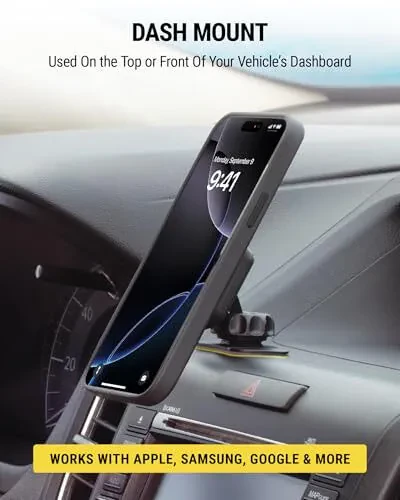 Scosche MAGDMB MagicMount Magnetic Phone Mount for Car, Dashboard Cell Phone Holder with 360° Adjustable Magnet Head, Universal Phone Stand for Car Compatible with iPhone, Samsung, and All Devices - 4