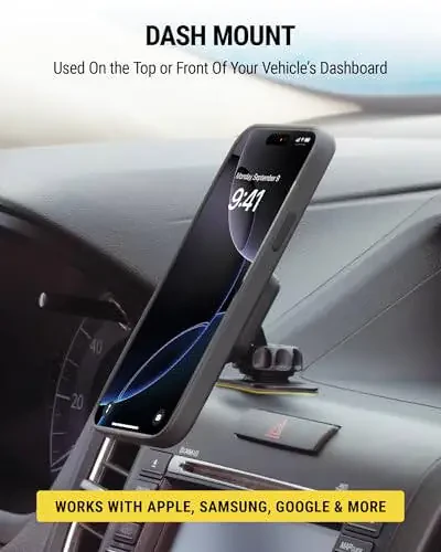 Scosche MAGDMB MagicMount Magnetic Phone Mount for Car, Dashboard Cell Phone Holder with 360° Adjustable Magnet Head, Universal Phone Stand for Car Compatible with iPhone, Samsung, and All Devices - 4