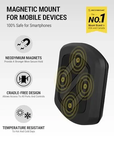 Scosche MAGDMB MagicMount Magnetic Phone Mount for Car, Dashboard Cell Phone Holder with 360° Adjustable Magnet Head, Universal Phone Stand for Car Compatible with iPhone, Samsung, and All Devices 