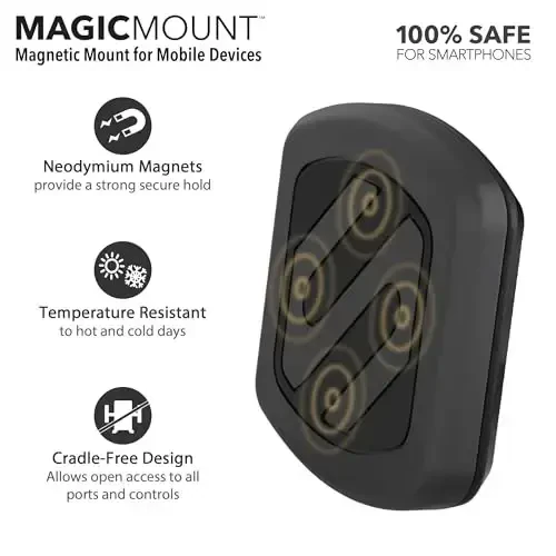 Scosche MAGFMB MagicMount magnitli avtomobil telefon ushlagichi - iPhone/Android uchun kuchli magnitli ushlagich - tekis yuzalar uchun xavfsiz magnitli mobil telefon ushlagichi - universal 360° sozlanishi mobil telefon ushlagichi - 3