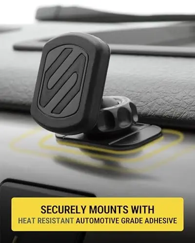Scosche magnitli telefon ushlagichi avtomobil paneli uchun, o'ta kuchli magnit, qalin metall plastinka va 360° aylanish, katta telefonlar uchun xavfsiz telefon ushlagichi iPhone, Samsung bilan mos keladi, MagSafe emas - 4