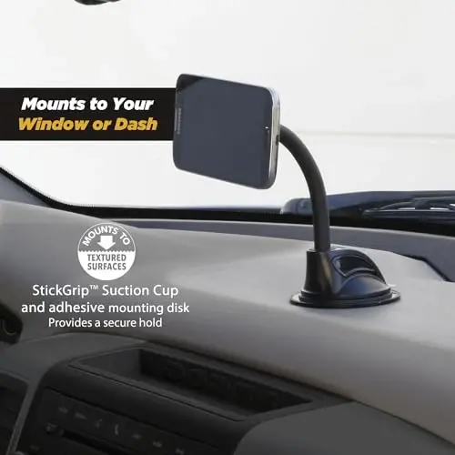 Scosche MAGWDMB MagicMount Flex Neck Suction Cup Car Phone Mount for Dashboard/Windshield, 360° Adjustable Magnetic Head, Universal Cell Phone Holder Compatible with iPhone, Samsung & All Devices - 4