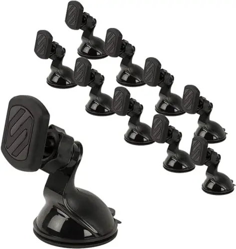 Scosche MAGWSM-10PKFLT MagicMount magnitli so'rg'ichli telefon ushlagichi, avtomobil paneli yoki oynasi uchun, 360° sozlanishi magnit bosh, iPhone, Samsung va boshqalar uchun universal telefon ushlagichi (10 dona) - 1