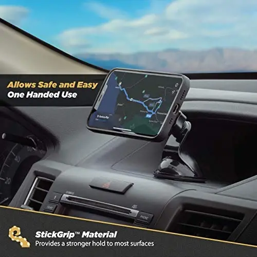 Scosche MAGWSM-2PXCES0 MagicMount magnitli so‘rg‘ichli telefon ushlagichi avtomobil oynasi/paneli uchun, 360° sozlanuvchi magnit bosh, iPhone, Samsung va boshqalar bilan mos keluvchi universal telefon ushlagichi (2 dona) - 3