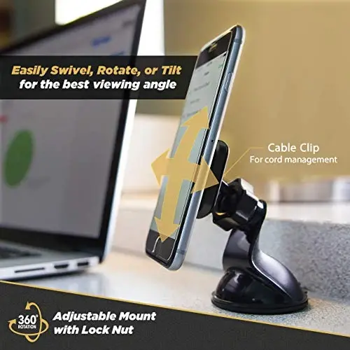 Scosche MAGWSM-2PXCES0 MagicMount magnitli so‘rg‘ichli telefon ushlagichi avtomobil oynasi/paneli uchun, 360° sozlanuvchi magnit bosh, iPhone, Samsung va boshqalar bilan mos keluvchi universal telefon ushlagichi (2 dona) - 4