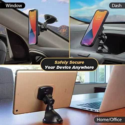 Scosche MAGWSM-2PXCES0 MagicMount magnitli so‘rg‘ichli telefon ushlagichi avtomobil oynasi/paneli uchun, 360° sozlanuvchi magnit bosh, iPhone, Samsung va boshqalar bilan mos keluvchi universal telefon ushlagichi (2 dona) - 5