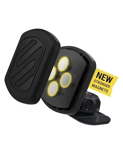 Scosche Magnetic Phone Holder for Car Dashboard with Extra Strong Magnet, Thick Metal Plate & 360° Rotation, Secure Cell Phone Car Mount for Large Phones Compatible with iPhone, Samsung, Not MagSafe - 1