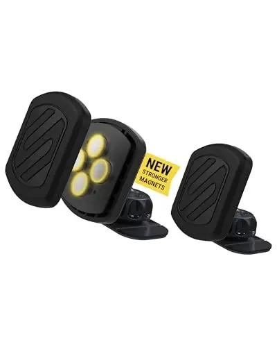 Scosche MXDM Magnetic Phone Holders for Your Car, Dashboard Cell Phone Holder with Extra Strong Magnet and Thick Metal Plate, Car Mount Cellphone Stand Compatible with iPhone, Samsung and More, 2 Pack 
