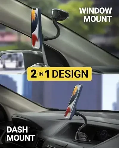 Scosche MXWDL Magnetic Cell Phone Car Mount, Suction Cup Phone Holder for Car Dashboard/Windshield with Extra Strong Magnet and Thick Metal Plate Compatible with iPhone, Samsung, and All Devices - 4