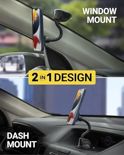 Scosche MXWDL Magnetic Cell Phone Car Mount, Suction Cup Phone Holder for Car Dashboard/Windshield with Extra Strong Magnet and Thick Metal Plate Compatible with iPhone, Samsung, and All Devices - 4
