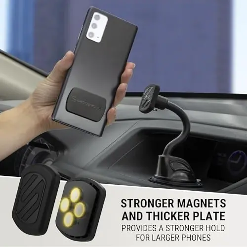 Scosche MXWDL magnitli mobil telefon ushlagichlari avtomobil paneli/old oynasi uchun, so'rg'ichli telefon ushlagichi, kuchli magnit, iPhone, Samsung va boshqalar bilan mos keladigan qalin metall plastinka, 2 dona - 3