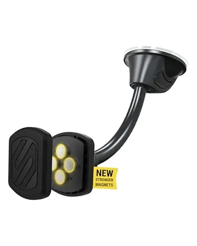 Scosche MXWDL Magnetic Cell Phone Car Mount, Suction Cup Phone Holder for Car Dashboard/Windshield with Extra Strong Magnet and Thick Metal Plate Compatible with iPhone, Samsung, and All Devices - SCOSCHE