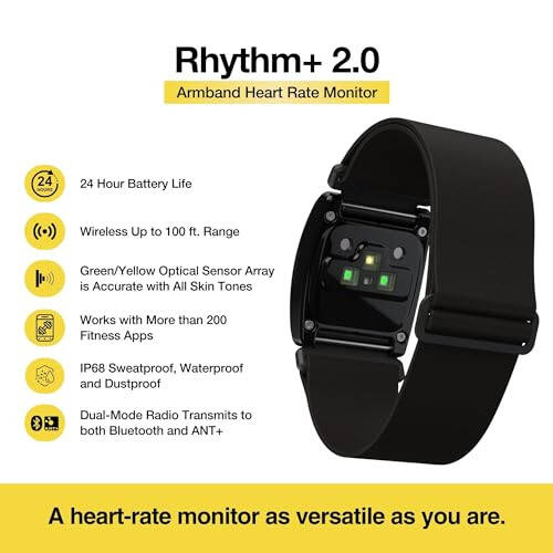 Scosche Rhythm R+2.0: Advanced Waterproof & Dustproof Heart Rate Monitor Armband with ANT+ & BLE Bluetooth Smart for Hyper Accurate Workout Tracking with Wahoo, Peloton, NordicTrack, LED Display - 2