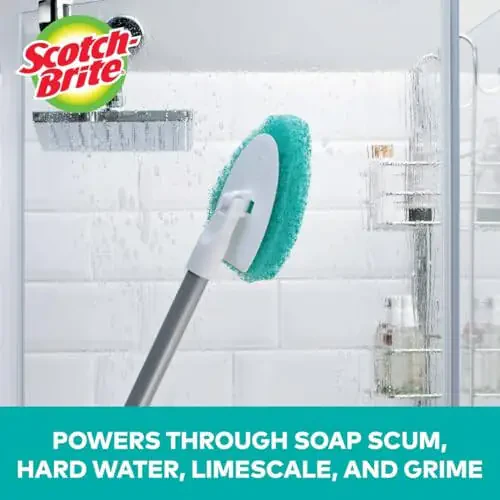 Scotch-Brite Extendable Tub & Tile Scrubber Kit, Includes 1 Handle and 3 Non-Scratch Scrubber Pads - 3