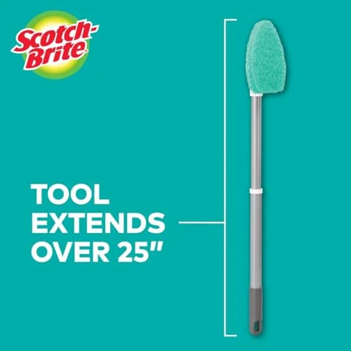 Scotch-Brite Extendable Tub & Tile Scrubber Kit, Includes 1 Handle and 3 Non-Scratch Scrubber Pads - 4