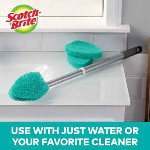 Scotch-Brite Extendable Tub & Tile Scrubber Kit, Includes 1 Handle and 3 Non-Scratch Scrubber Pads - 6