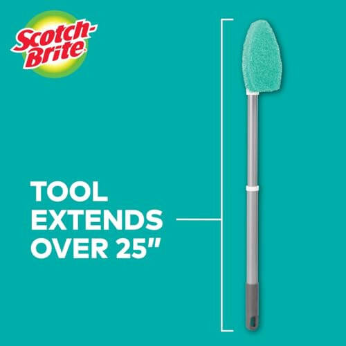 Scotch-Brite Extendable Tub & Tile Scrubber Kit, Includes 1 Handle and 3 Non-Scratch Scrubber Pads - 4