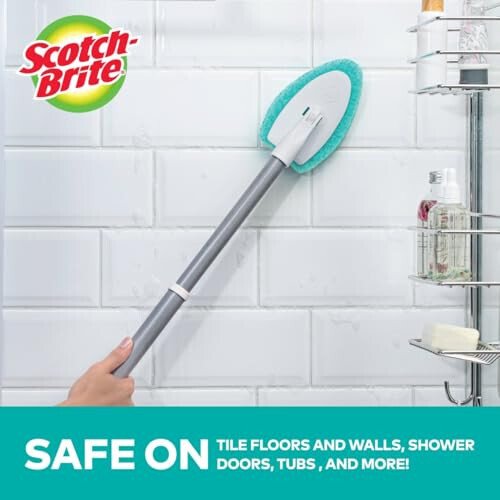 Scotch-Brite Extendable Tub & Tile Scrubber Kit, Includes 1 Handle and 3 Non-Scratch Scrubber Pads - 5