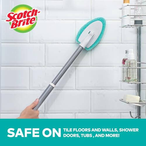 Scotch-Brite Extendable Tub & Tile Scrubber Kit, Includes 1 Handle and 3 Non-Scratch Scrubber Pads - 5