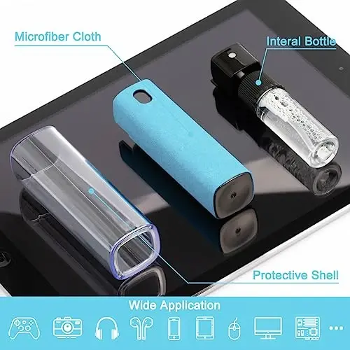 Screen Cleaner Touchscreen Mist Spray, walrfid Cleaning Kit for Electronic Phone TV, Laptop, Tablet, PC, Computer LCD Flat Screens, Eyeglasses, iPhone iPad MacBook Pro bilan mos keladi - LightBlue - 2