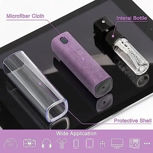 Screen Cleaner Touchscreen Mist Spray, walrfid Cleaning Kit for Electronic Smart Phone TV, Laptop, Computer LCD Flat Screens, Eyeglasses, Compatible with iPhone iPad MacBook Pro - Lightpurple - 2
