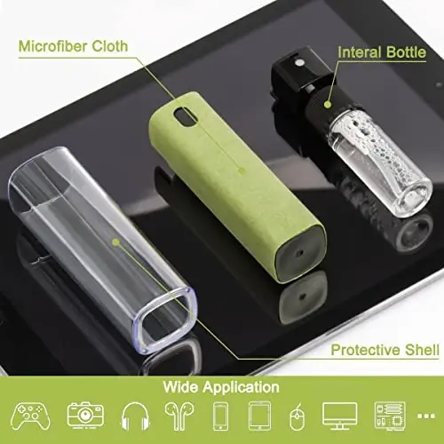 Screen Cleaner Touchscreen Mist Spray, walrfid Cleaning Kit for Electronic Smart Phone TV, Laptop, Tablet, PC, Computer LCD Flat Screens, Eyeglasses, Compatible with iPhone iPad MacBook Pro - Green - 2