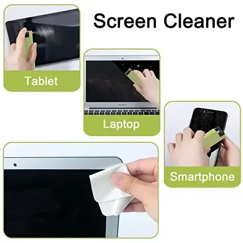 Screen Cleaner Touchscreen Mist Spray, walrfid Cleaning Kit for Electronic Smart Phone TV, Laptop, Tablet, PC, Computer LCD Flat Screens, Eyeglasses, Compatible with iPhone iPad MacBook Pro - Green - 4
