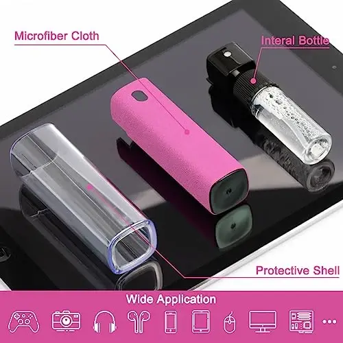 Screen Cleaner Touchscreen Mist Spray, walrfid Cleaning Kit for Electronic Smart Phone TV, Laptop, Tablet, PC, Computer LCD Flat Screens, Eyeglasses, Compatible with iPhone iPad MacBook Pro - Hot Pink - WALRFID (1)