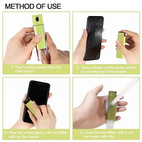 Screen Cleaner Touchscreen Mist Spray, walrfid Cleaning Kit for Electronic Smart Phone TV, Laptop, Tablet, PC, Computer LCD Flat Screens, Eyeglasses, Compatible with iPhone iPad MacBook Pro - Yellow - 3