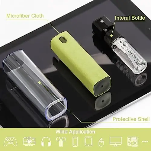Screen Cleaner Touchscreen Mist Spray, walrfid Cleaning Kit for Electronic Smart Phone TV, Laptop, Tablet, PC, Computer LCD Flat Screens, Eyeglasses, iPhone iPad MacBook Pro bilan mos keladi - Sariq - WALRFID (1)