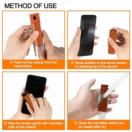 Screen Cleaner Touchscreen Mist Spray, walrfid Elektron Smart Phone TV, Laptop, Tablet, PC, Kompyuter Monitor Flat LCD uchun tozalash to'plami, iPhone iPad MacBook Pro bilan mos (Orange) - 3