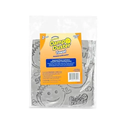 Scrub Daddy Damp Duster Towel - Durable Sponge-Like Dust Cleaner for Multisurface Dusting, Picking Up Pet Hair, Dirt & Grime of All Kinds - Reusable, Soft, Flexible, Absorbent Cleaning Supplies (2ct) - SCRUB DADDY