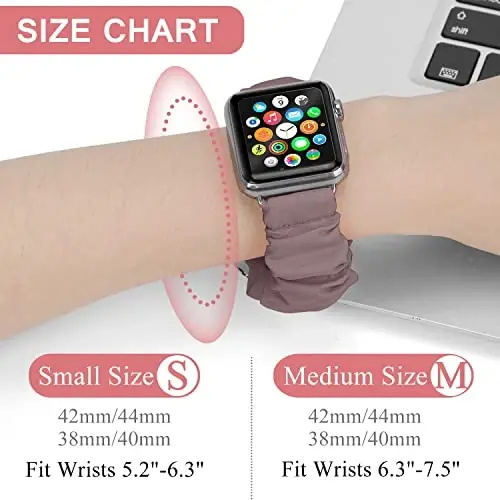Scrunchie Watch Bands for Women Compatible with Apple Watch Bands Series 10 9 8 7 6 5 4 3 2 1 SE, Soft Elastic Replacement Wristband for iWatch Bands 38mm 40mm 41mm 42mm 44mm 45mm 46mm 49mm Ultra - 3