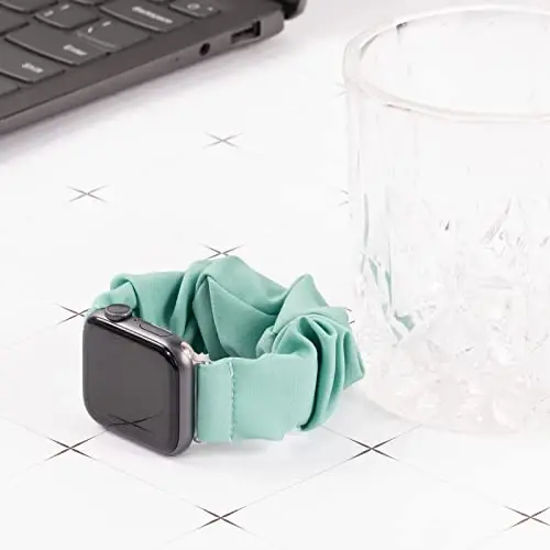 Scrunchie Watch Bands for Women Compatible with Apple Watch Bands Series 10 9 8 7 6 5 4 3 2 1 SE, Soft Elastic Replacement Wristband for iWatch Bands 38mm 40mm 41mm 42mm 44mm 45mm 46mm 49mm Ultra - 4