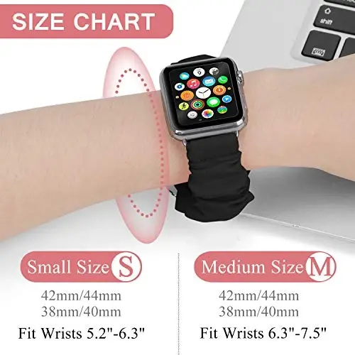 Scrunchie Watch Bands for Women Compatible with Apple Watch Bands Series 10 9 8 7 6 5 4 3 2 1 SE, Soft Elastic Replacement Wristband for iWatch Bands 38mm 40mm 41mm 42mm 44mm 45mm 46mm 49mm Ultra - 2
